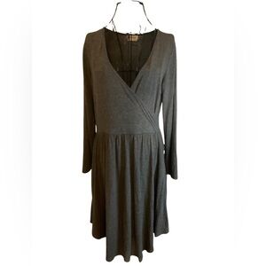 Love Sade Elegant Gray Long Sleeve Dress Size M
